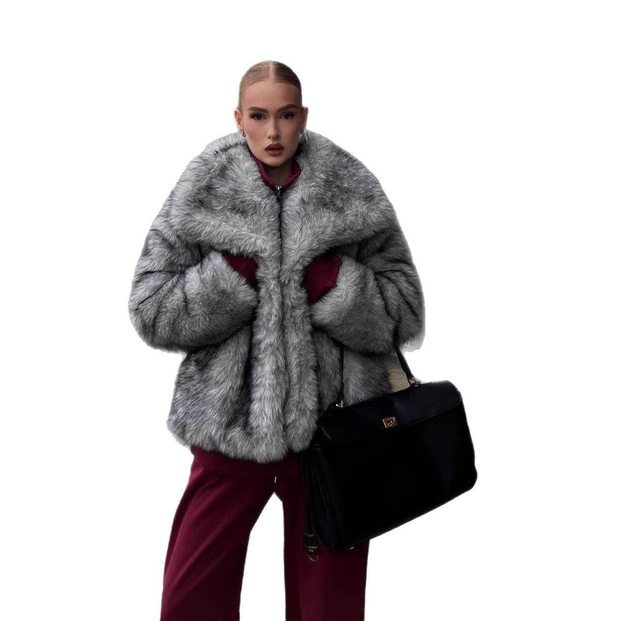 Women's Fox Fur Large Lapel Faux Fashion Coats