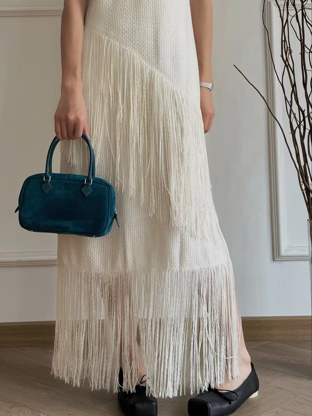 Attractive Suede Boston Pillow Feather Bowling Bags