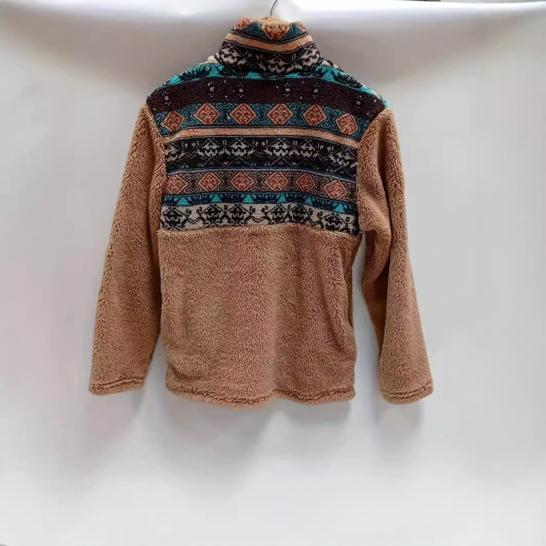 Trendy Women's Fashion Pullover Zipper Plush Tops