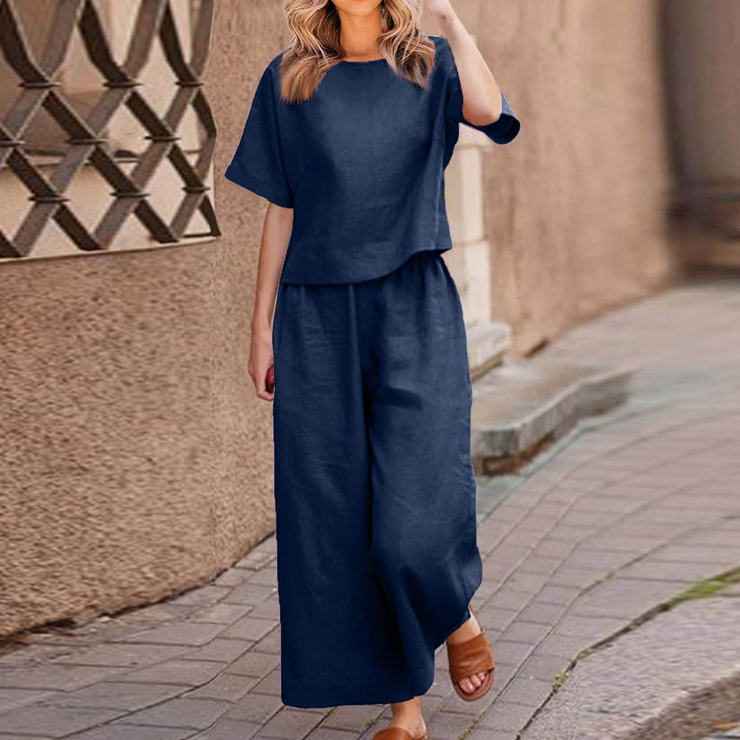 Women's Solid Color Sleeve Temperament Commute Two-piece Fashion Casual Suit