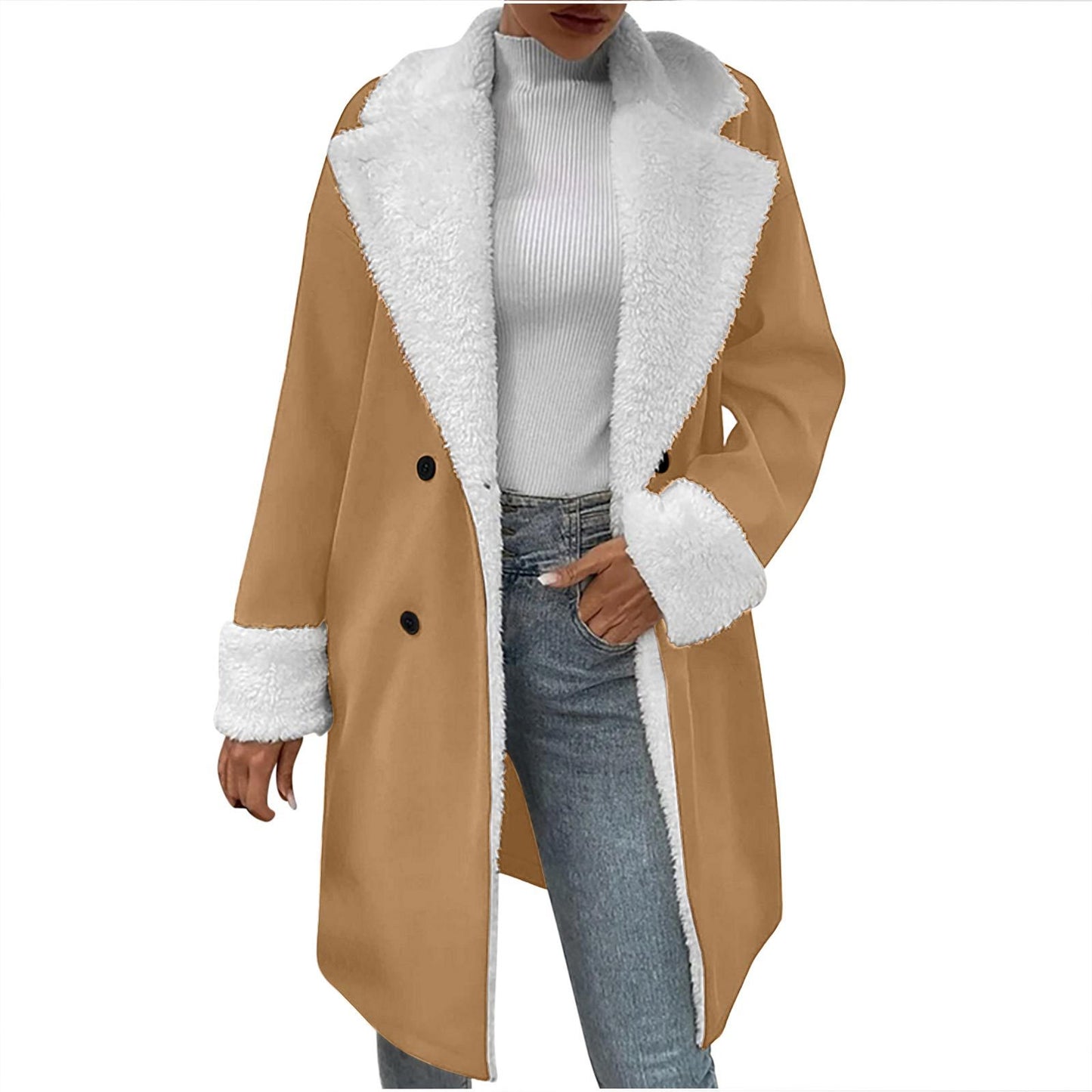 Women's Retro Solid Color Suede Composite Plush Sweaters