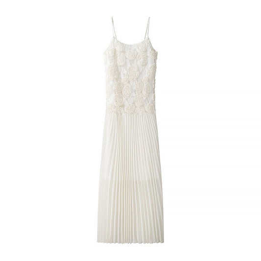 Women's Simple Three-dimensional Flower Chiffon Patchwork Strap Dresses