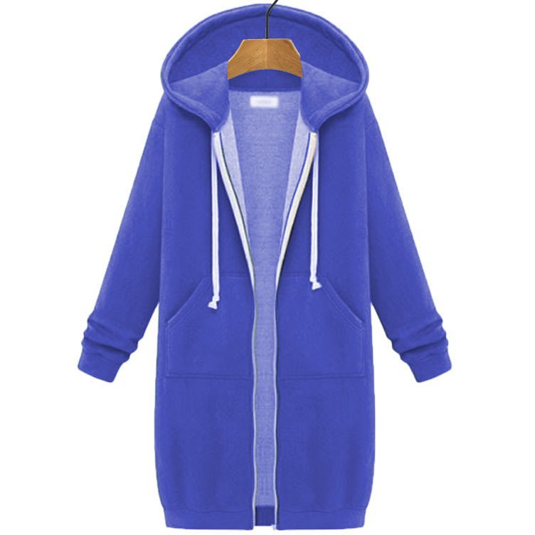 Women's Fleece Pullover Long Hooded Sleeve Mid-length Women's Sweater, Sweater
