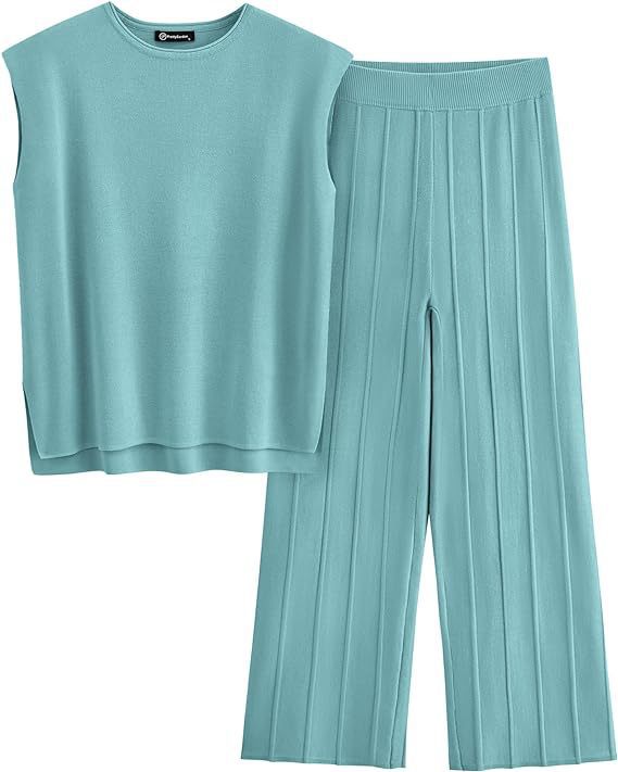 Women's Knit Casual Sleeveless Two-piece Set Suits