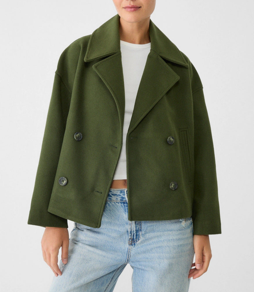 Women's Large Lapel Woolen Padded Long Sleeve Coats