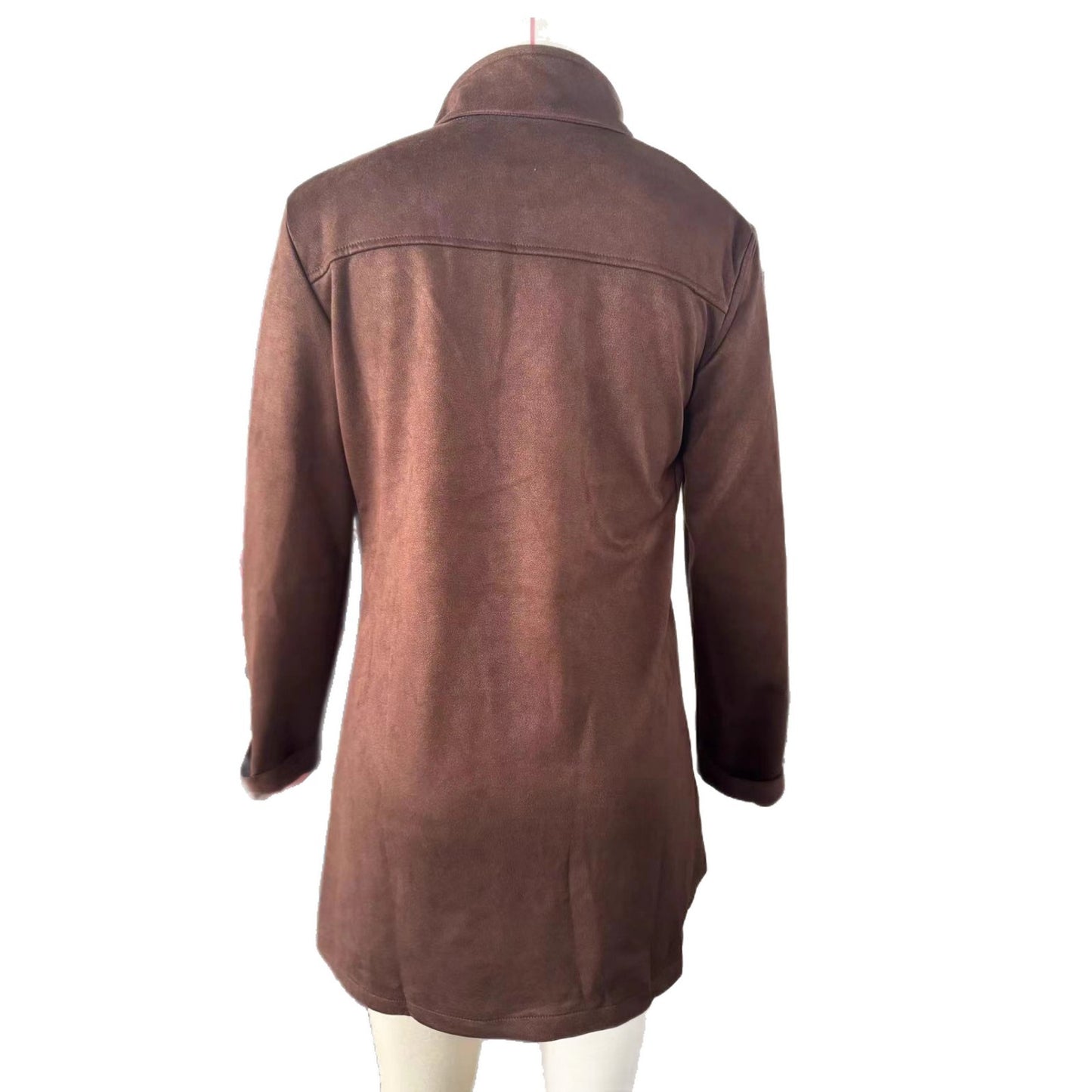 Slouchy Retro Suede Multicolor Zipper Overcoat Jackets