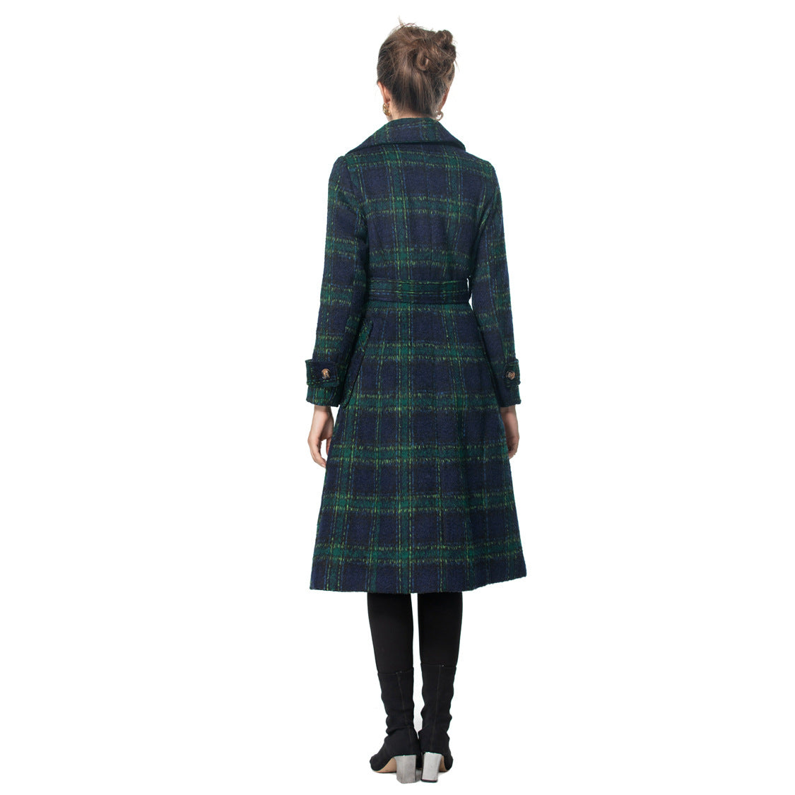Women's High-grade Retro British Style Plaid Woolen Coats