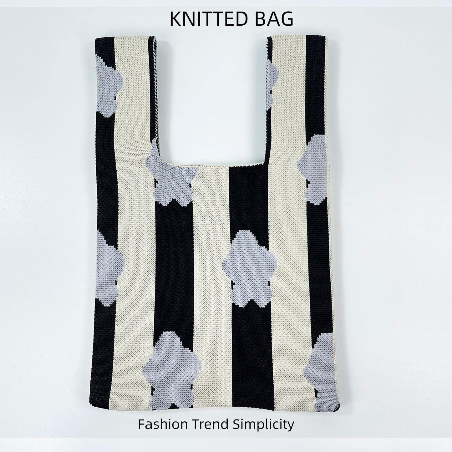 Women's Flower Knitted Large Capacity Totes Wrist Handbags