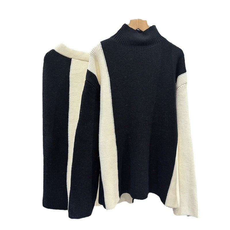 Women's Idle Style Design Color Matching Turtleneck Sweaters