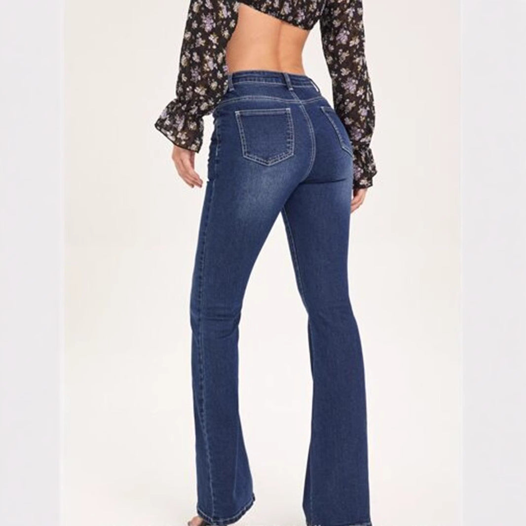 Women's Spring Stretch Low Waist Big Flared Women's Jeans