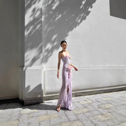 Dress Three-dimensional Flower Decorative Fishtail Design Dresses