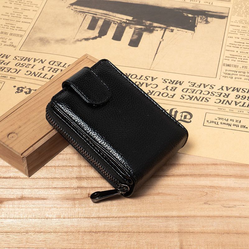 Men's License Authentic Leather Tactile Feel Integrated Personalized Card Holder
