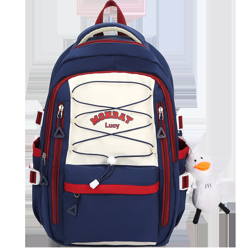 Good-looking Mori Style Contrast Color Drawstring Middle School Students' Schoolbags