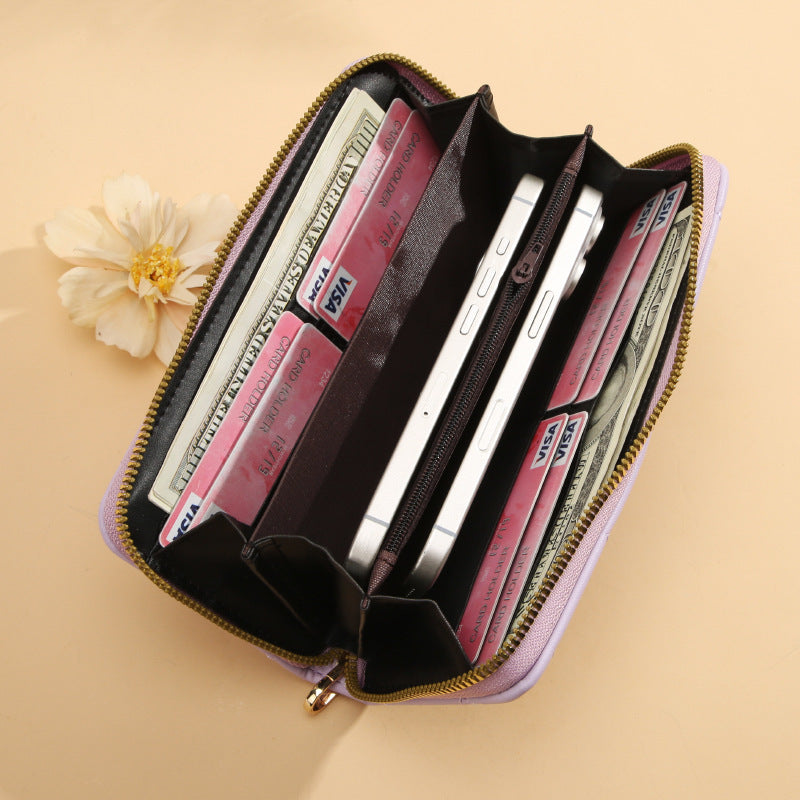 Simple Korean Style Long Fashion Single Pull Rhombic Ladies Wallets