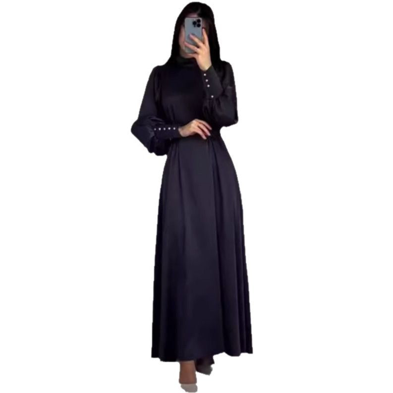 Solid Color Long Sleeve Slim Fit Belt Dresses