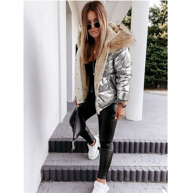 Winter Hooded Slim Fit Cotton Bright Solid Color Fashion Jackets