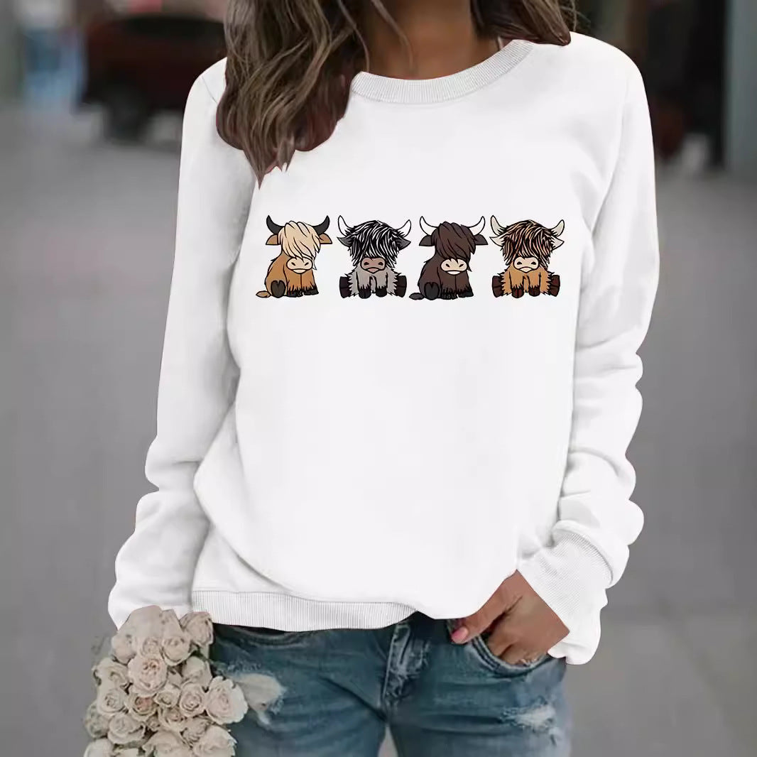 Women's Casual Long-sleeved Round Neck Four Calf Women's Sweater, Sweater