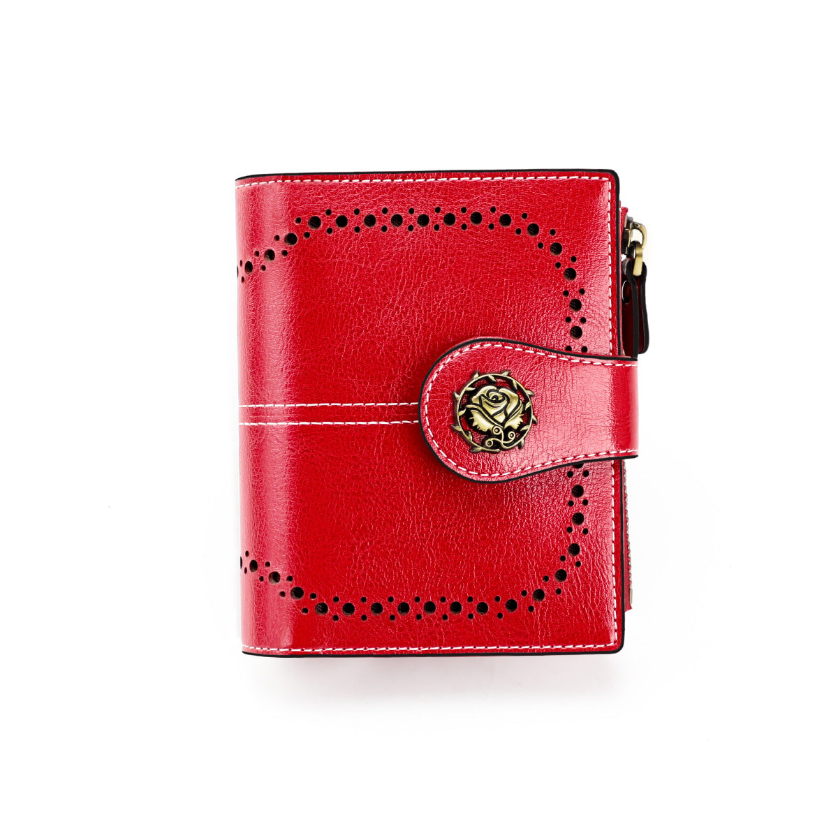 Women's Swiping Short Retro Oil Wax Skin Coin Purses
