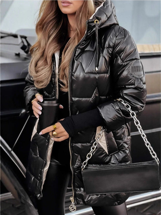 Women's Hooded Cotton Winter Puffer Mid-length Clothes Coats