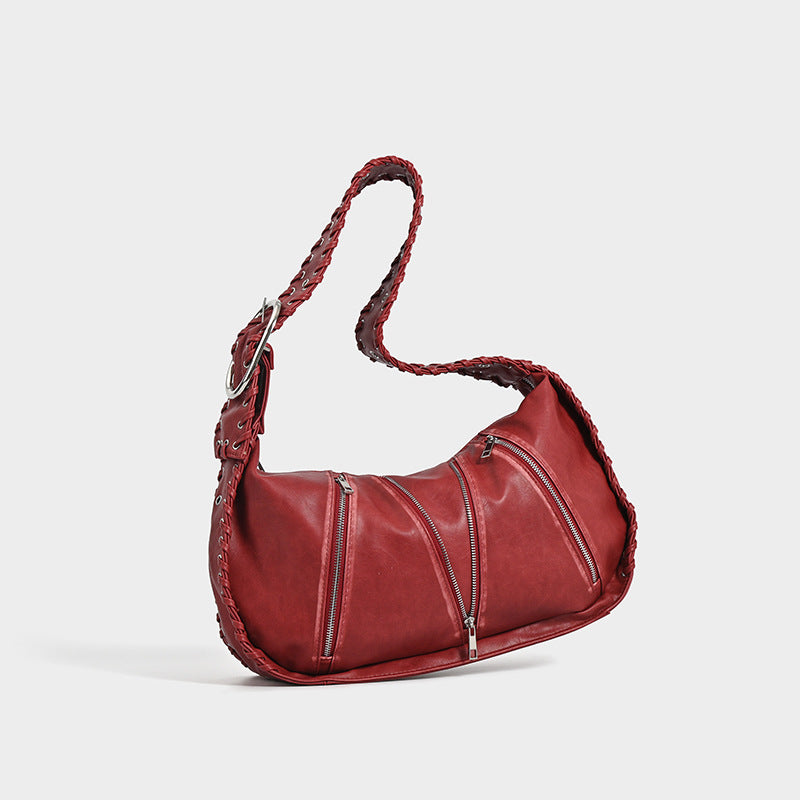 Women's Red Underarm Niche Design Large Capacity Armpit Bags