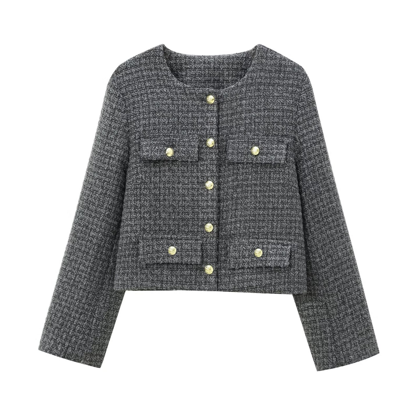 Women's Homemade Fashionable Round Neck Long Sleeve Coats