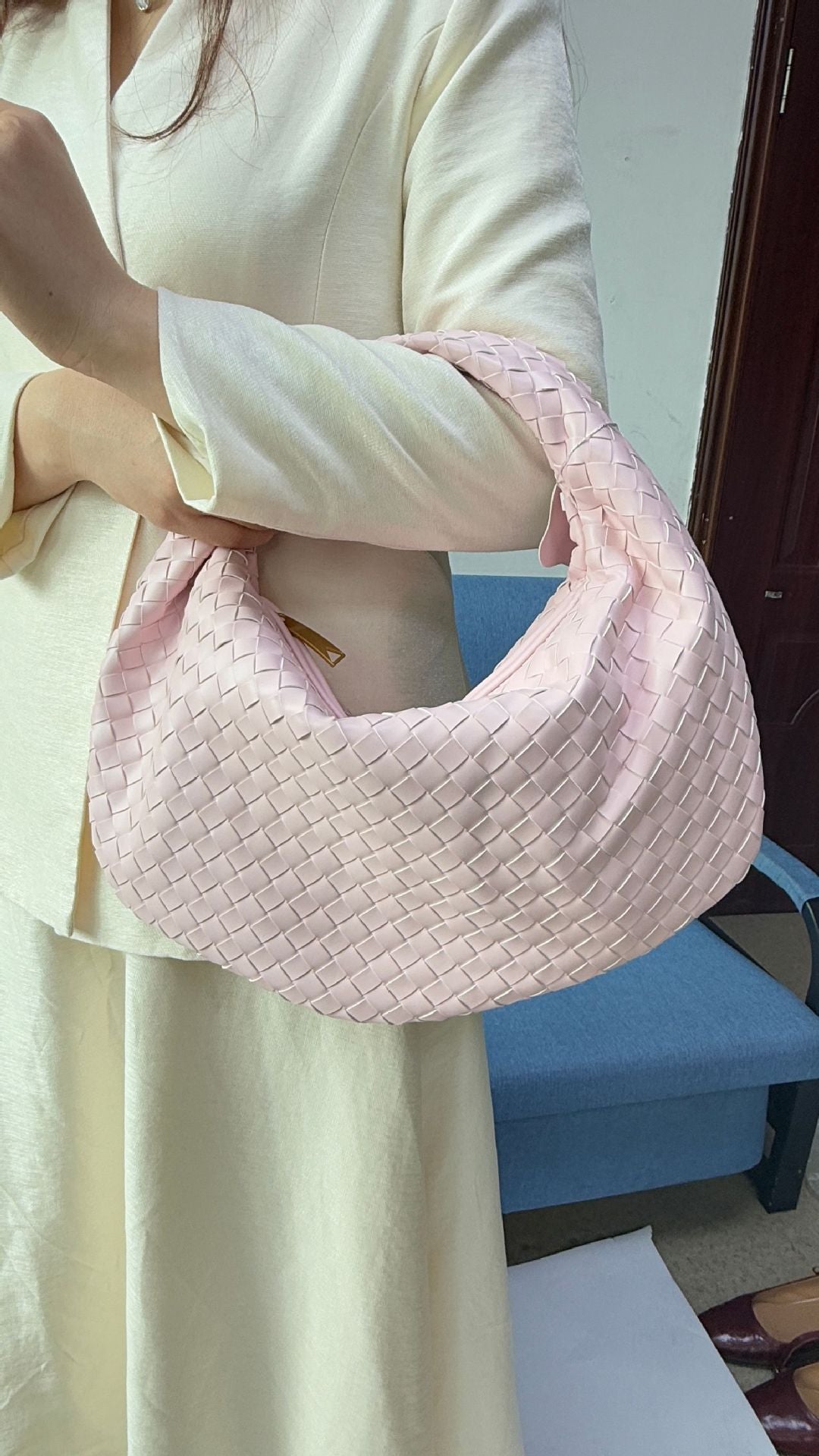 Women's Denim Woven Fashion Portable Horn Bags
