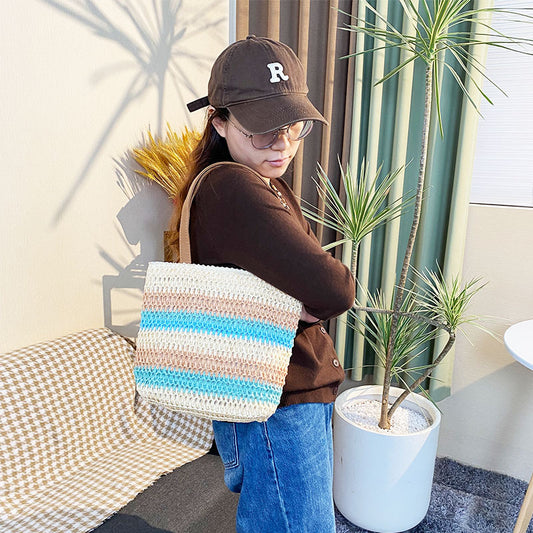 Women's Trendy Fashion Woven Environmental Protection Papyrus Handbags