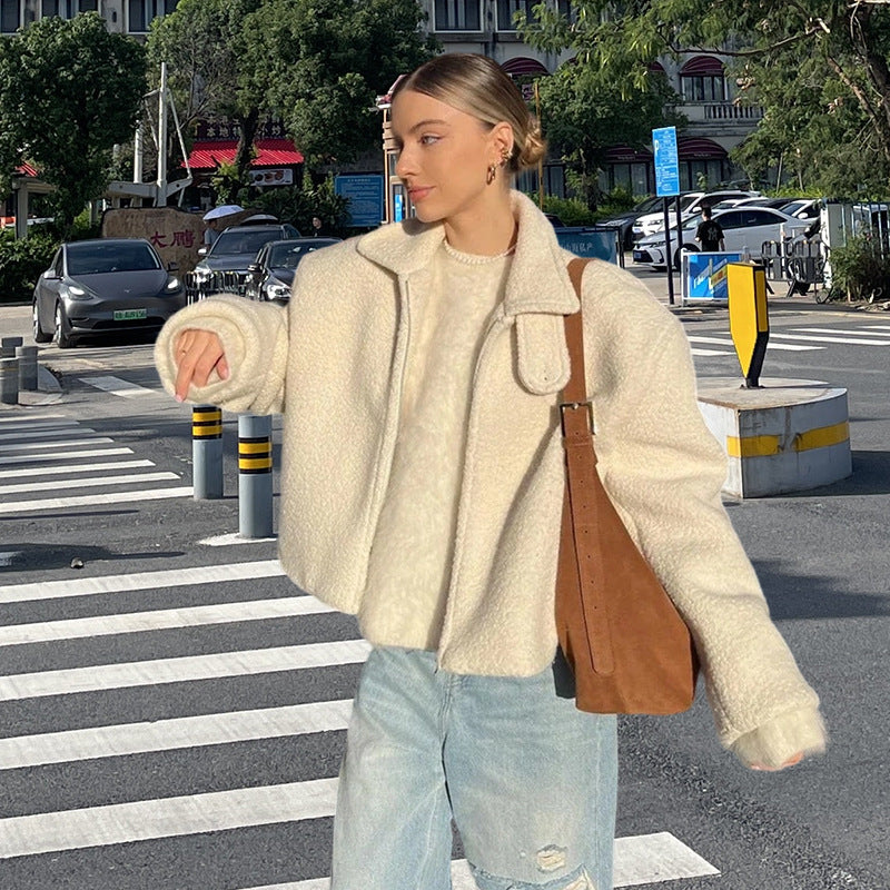 Women's Lamb Wool Thickened Thermal Zipper Long Jackets