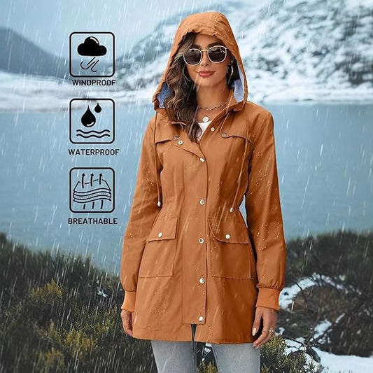 Women's Lightweight Raincoat Waterproof Windbreaker Striped Mountaineering Outdoor Jackets