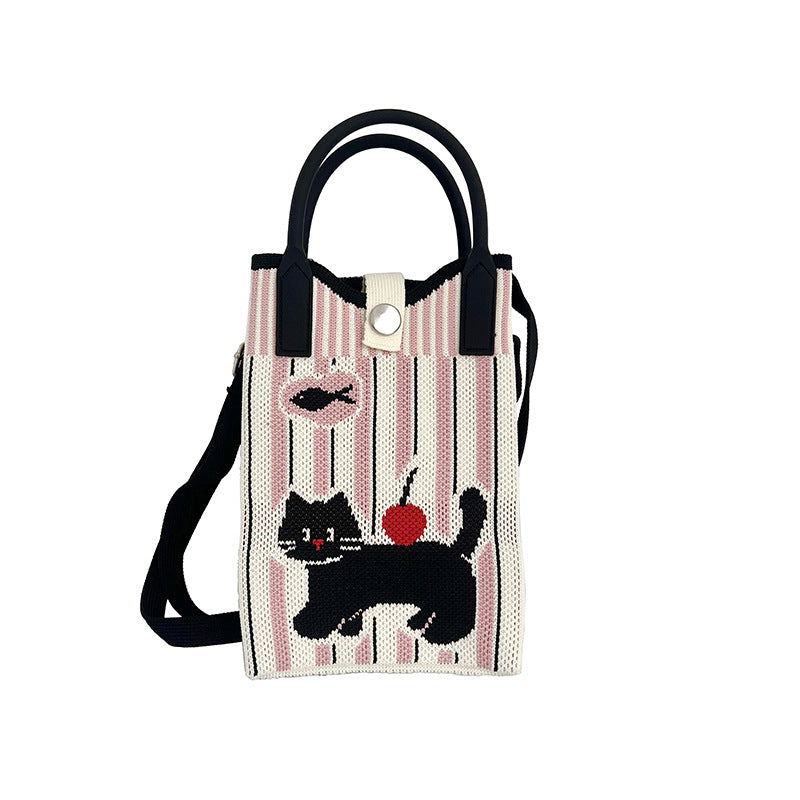New Stylish Cartoon Knitted Adjustable One Handbags