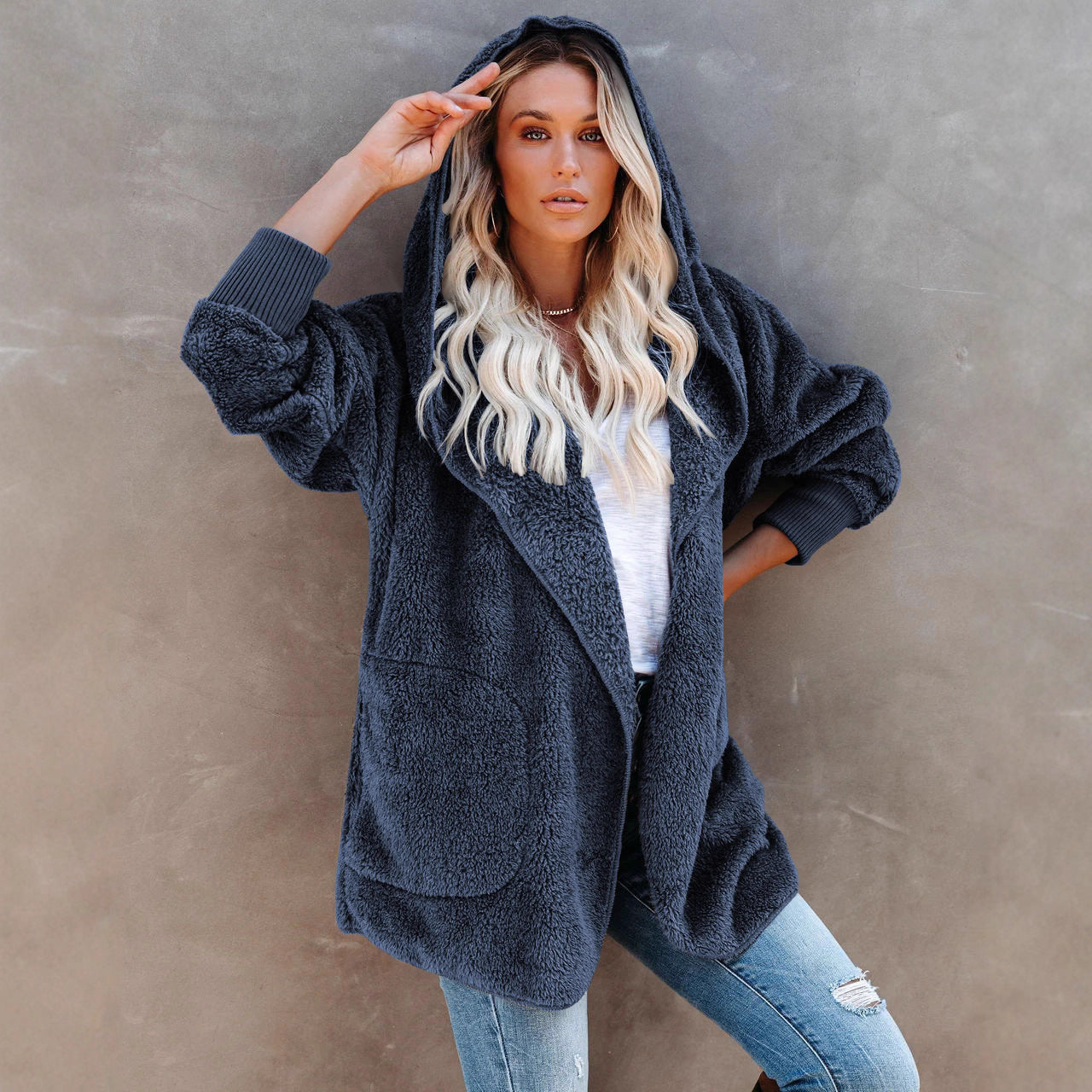 Women's Autumn Long-sleeved Casual Hooded Solid Color Women's Sweater, Sweater