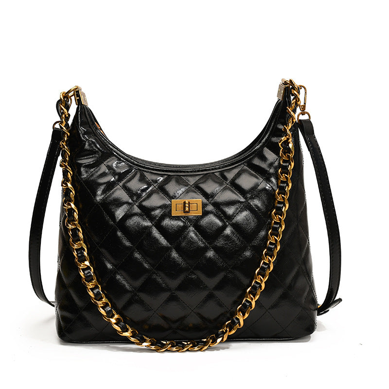 Women's Retro Diamond Style Chain Underarm Tote Bags
