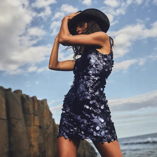 Fashion Sexy Hot Strap Dress Female Sequin Dresses