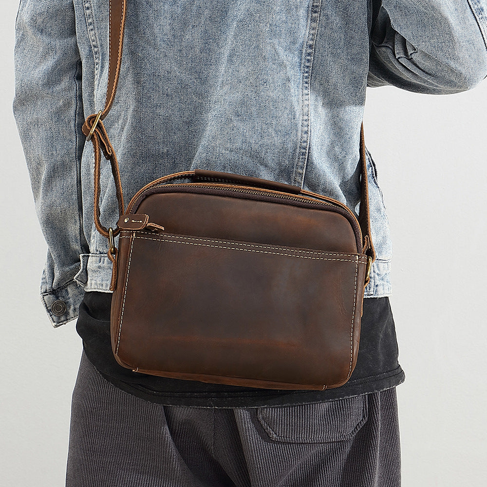 Men's Layer Cowhide Leather Genuine High-grade Crazy Bags