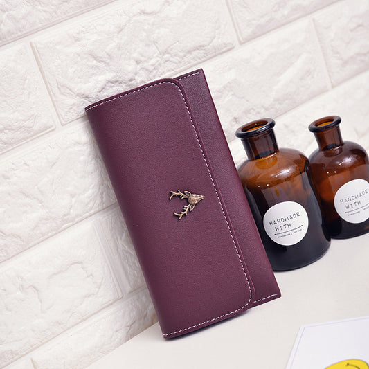 Women's Zipper Deer Head Clutch Multiple Slots Ladies Wallets