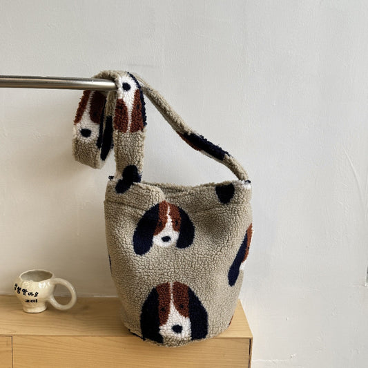 Women's Plush Lamb Wool Western Style Woolen Shoulder Bags