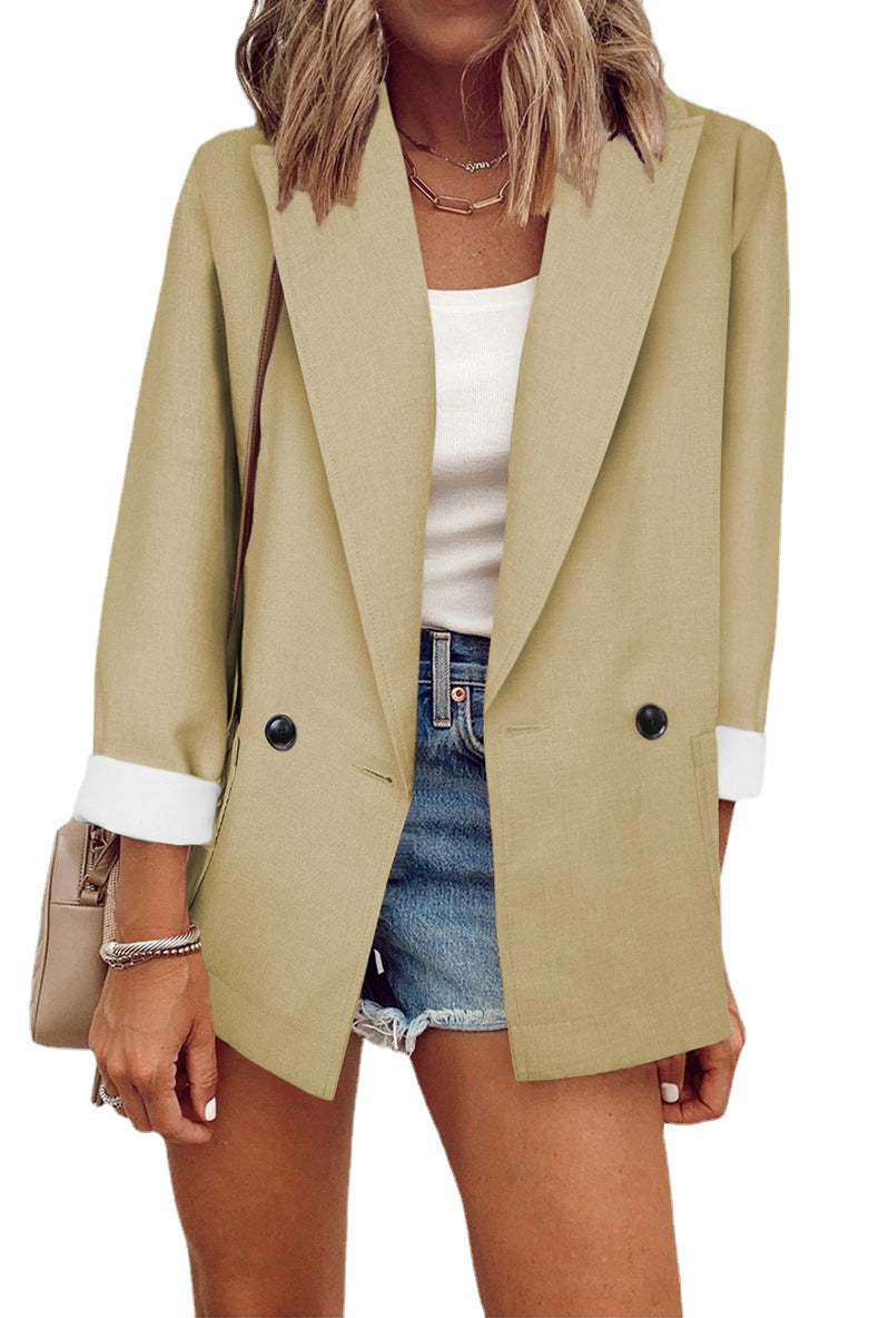 Fashion Solid Color Single Long Sleeve Small Suit
