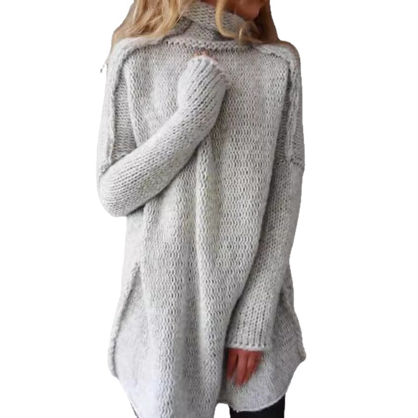 Attractive Fashion Heaps Collar Craft Long-sleeved Sweaters