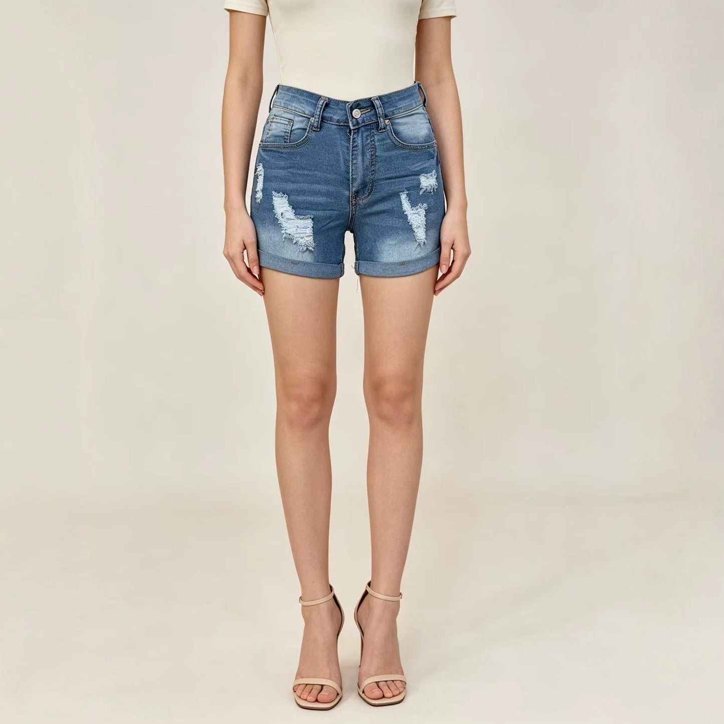 Women's Source Summer Casual Cool Denim Flanging Pants