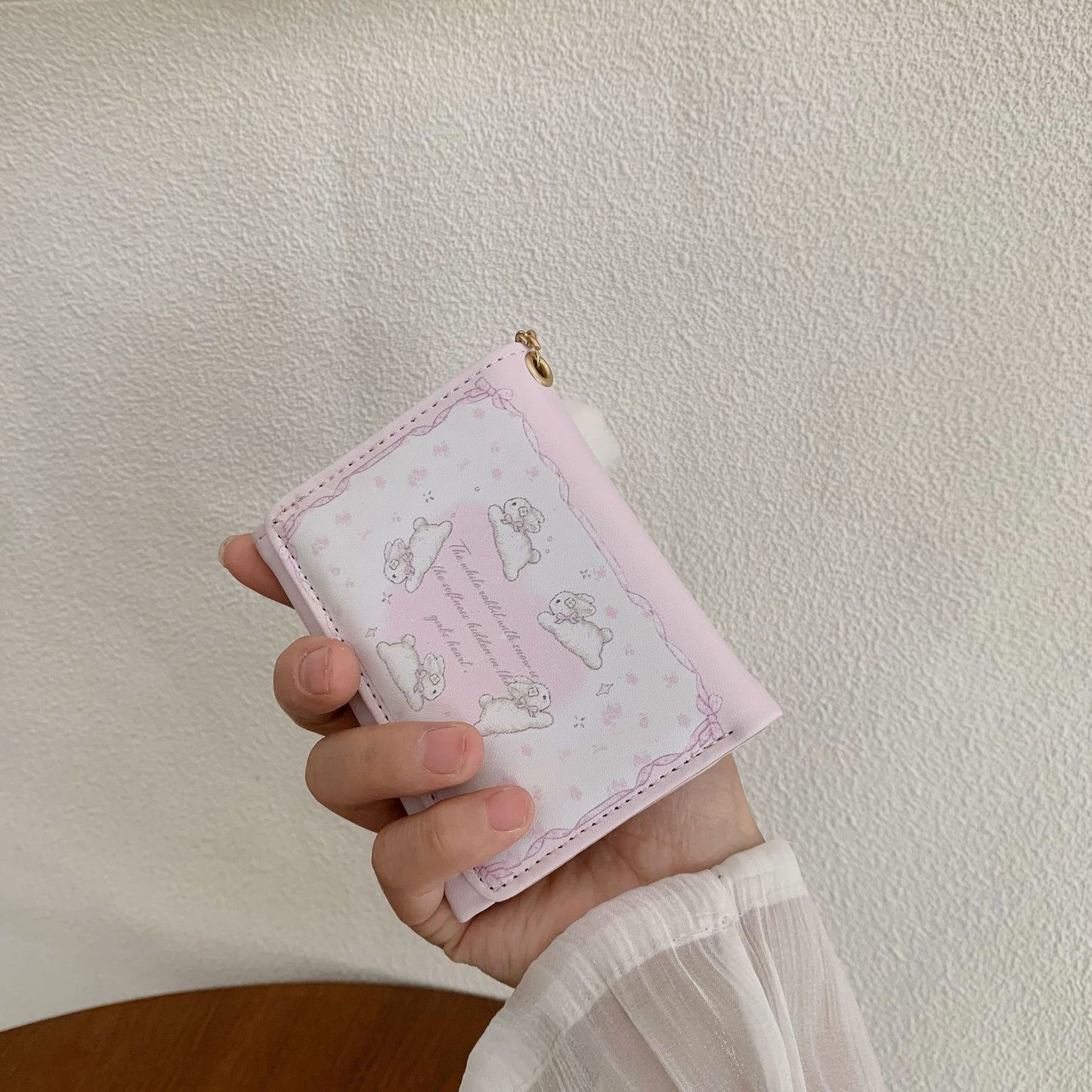 Female Short Cute Love Hair Ball Korean Ladies Wallets