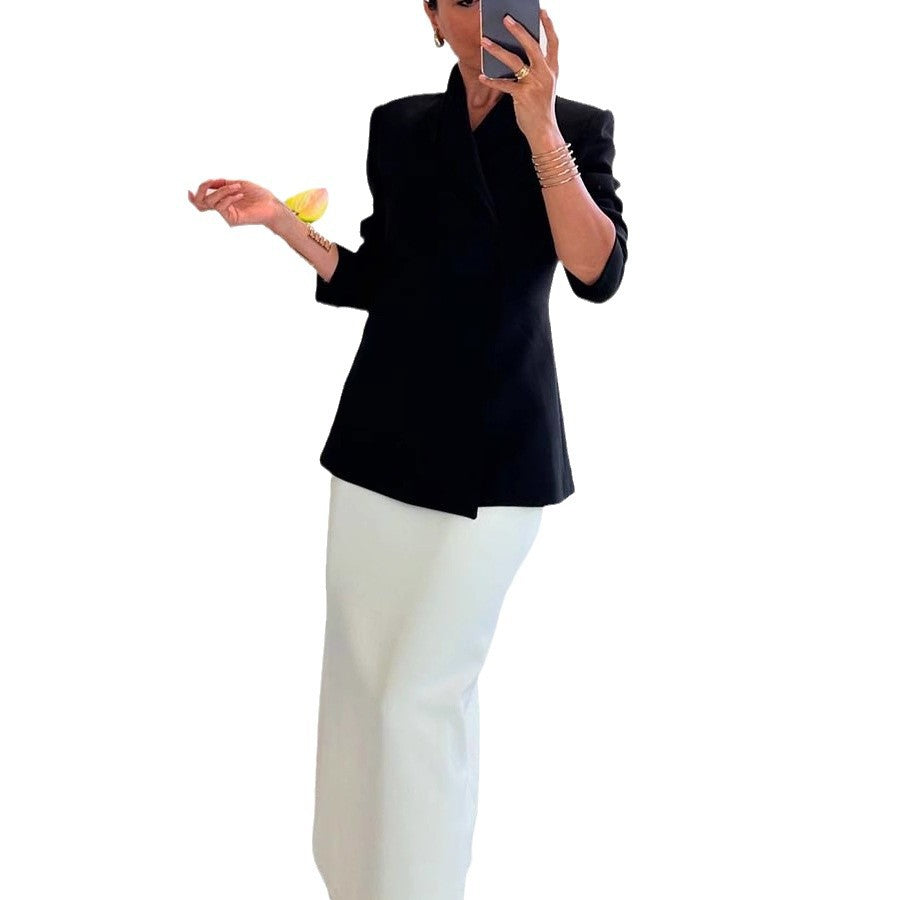 Women's Sleeve Casual Satin Loose Fashion One Blazers