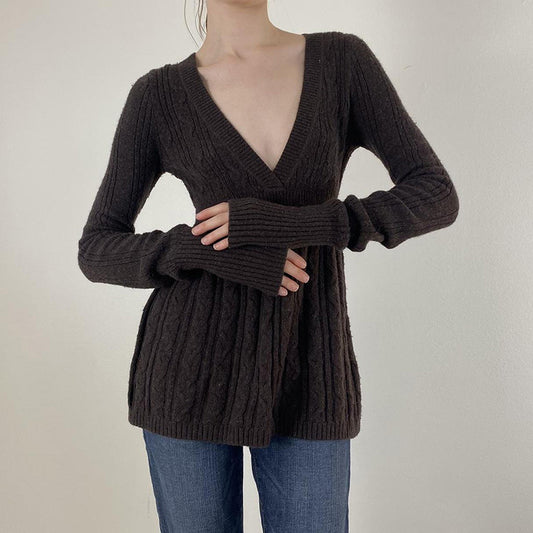 Women's Hot Retro Twist Design Tight Waist Slimming Sweaters