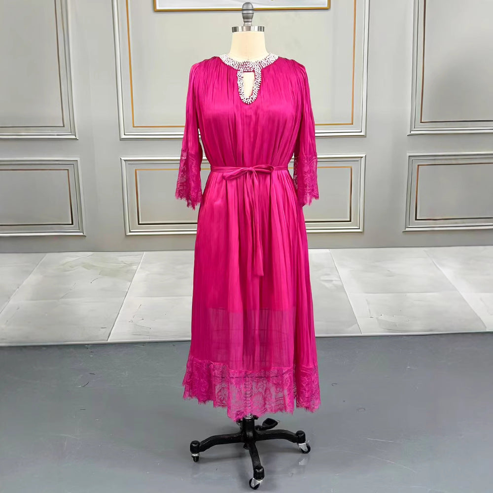 Women's Large Pleated Dress High-grade Lace Summer Dresses
