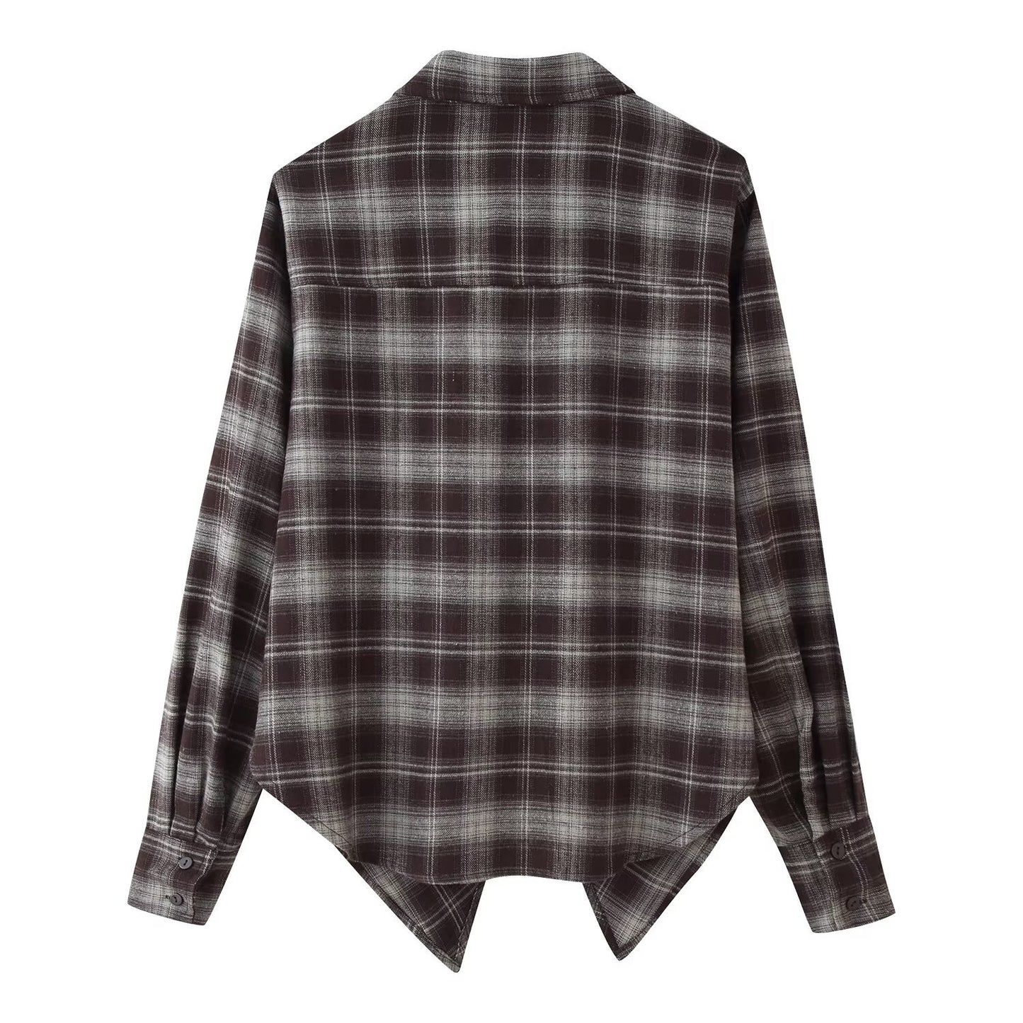 Autumn Loose Lapels Long Sleeves Plaid Blouses