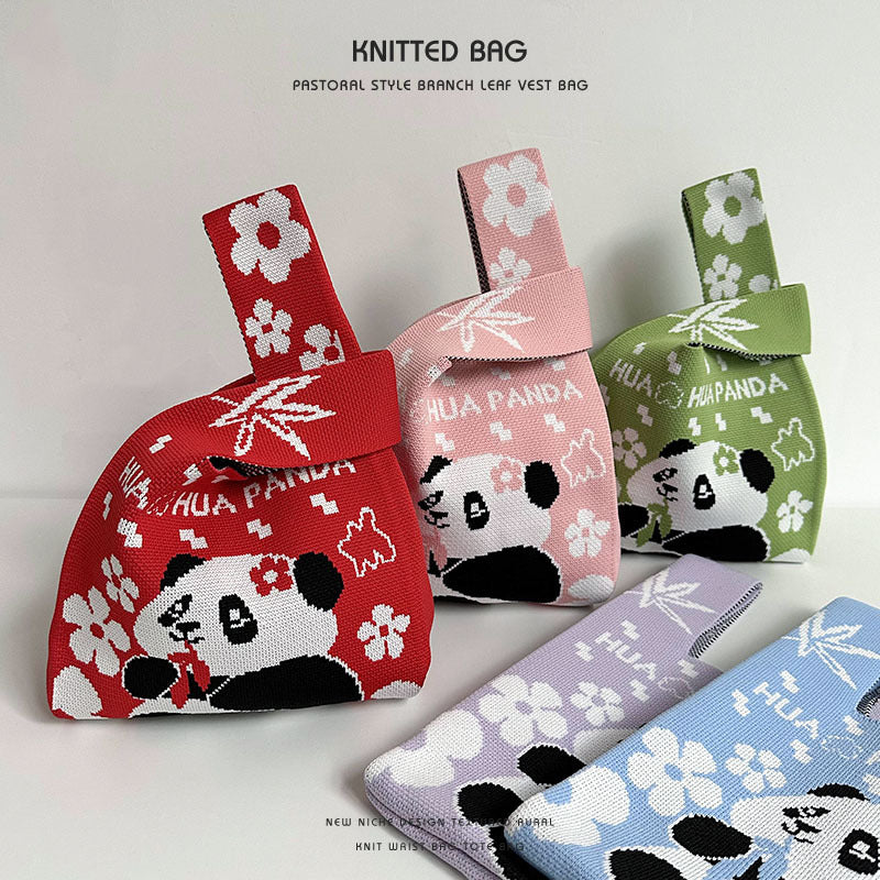Female Cute Panda Cartoon Mobile Storage Handbags