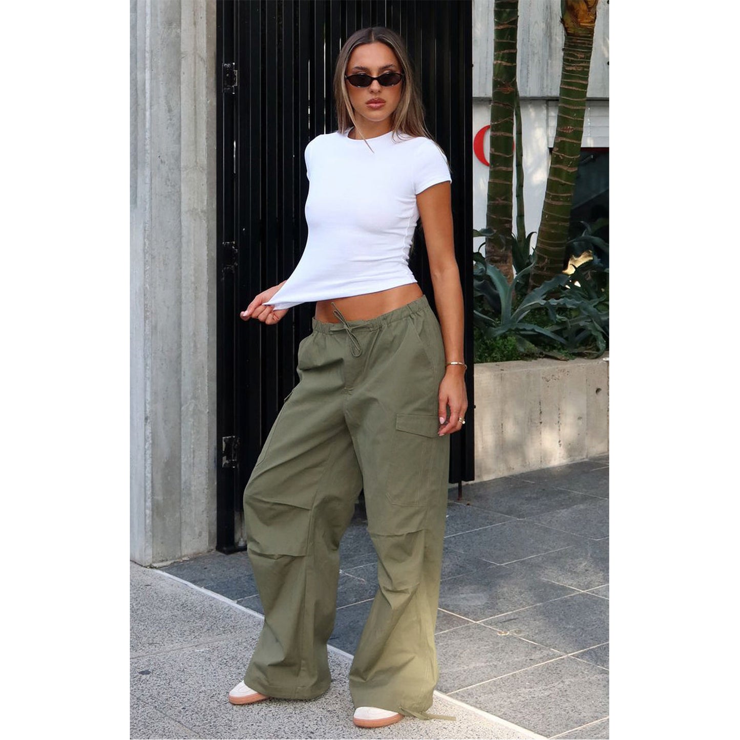 Women's Comfortable Loose Straight Cargo Casual Pants