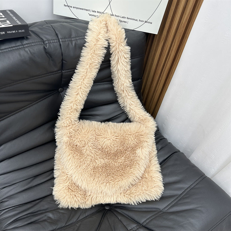 Imitation Fur Plush Candy Color Cute Shoulder Bags