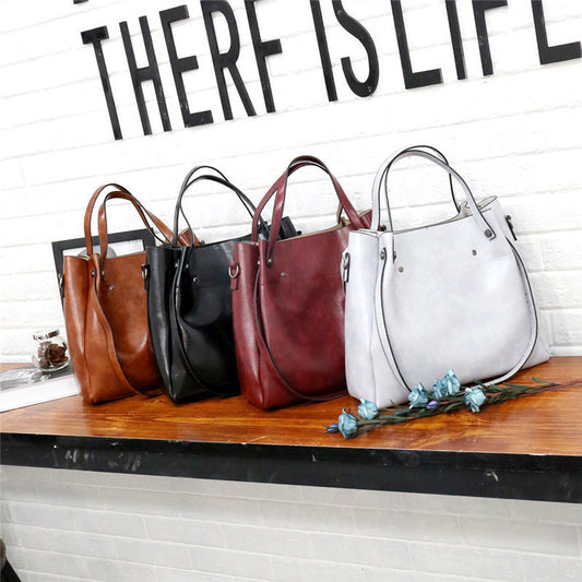 Durable Graceful Trendy Mother Solid Color Shoulder Bags