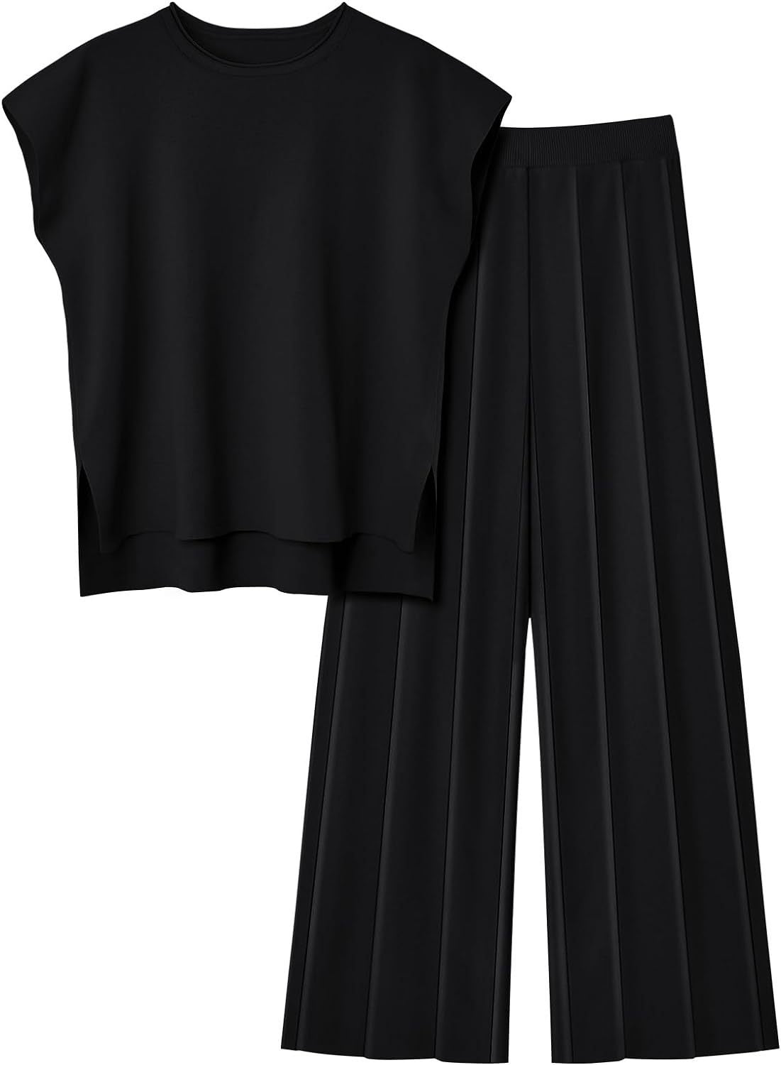 Women's Knit Casual Sleeveless Two-piece Set Suits