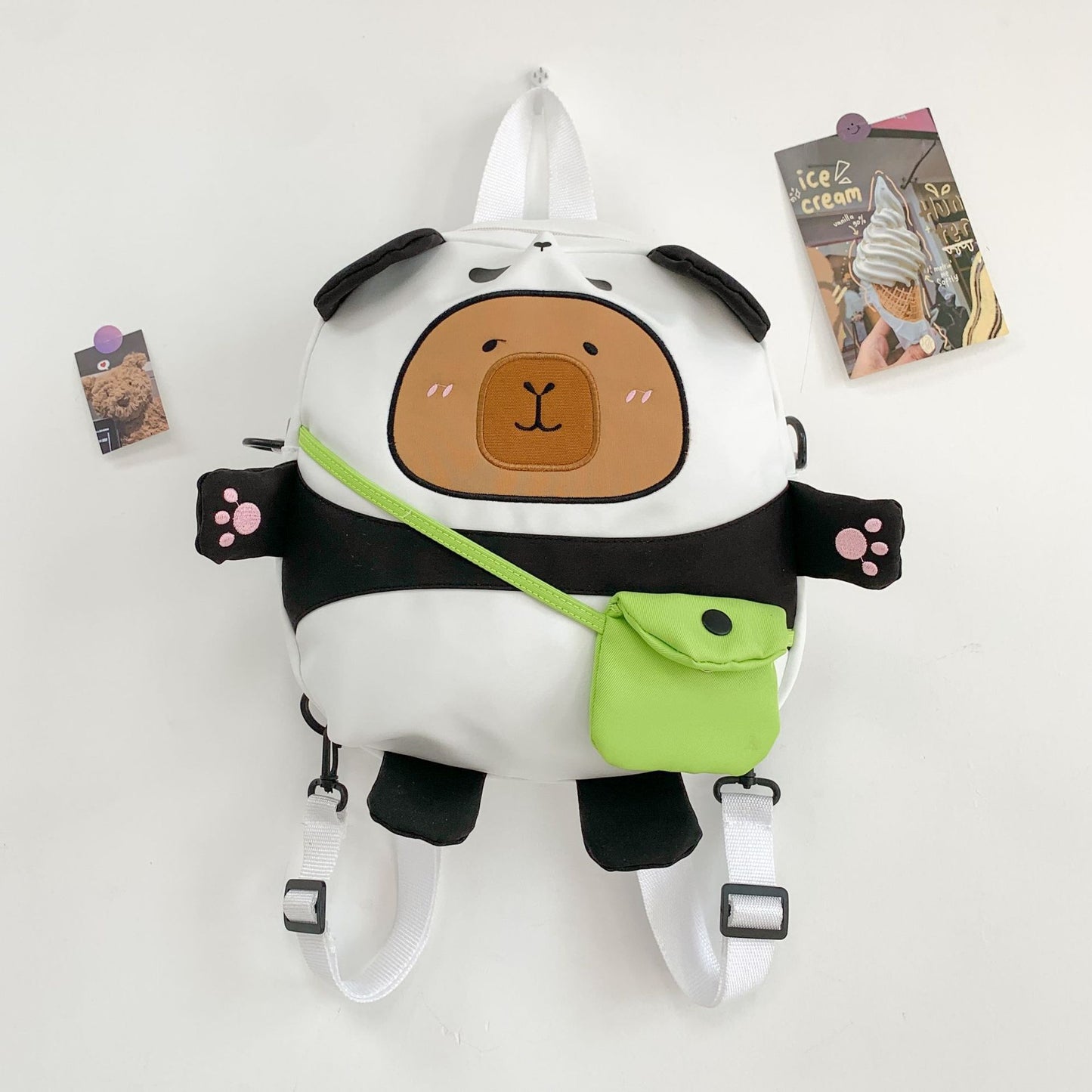 Women's Canvas Cute Wild Cartoon Capybara College Middle School Students' Schoolbags